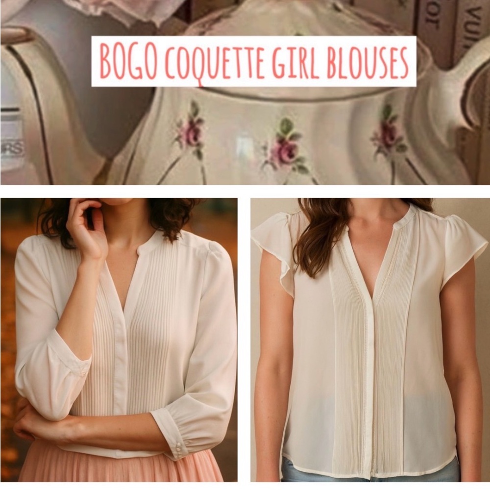 H&M Coquette Girl Romantic Ivory Blouses for Women US 10 VGUC